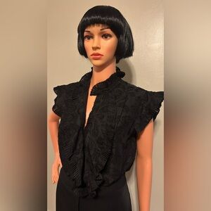 Elie Tahari Black Textured Blouse